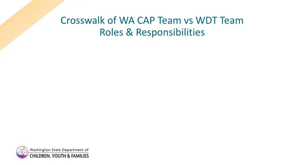 crosswalk of wa cap team vs wdt team roles