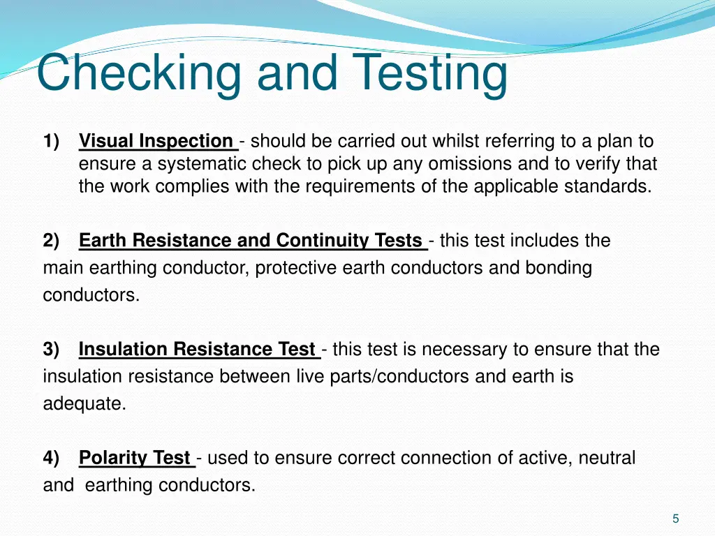 checking and testing