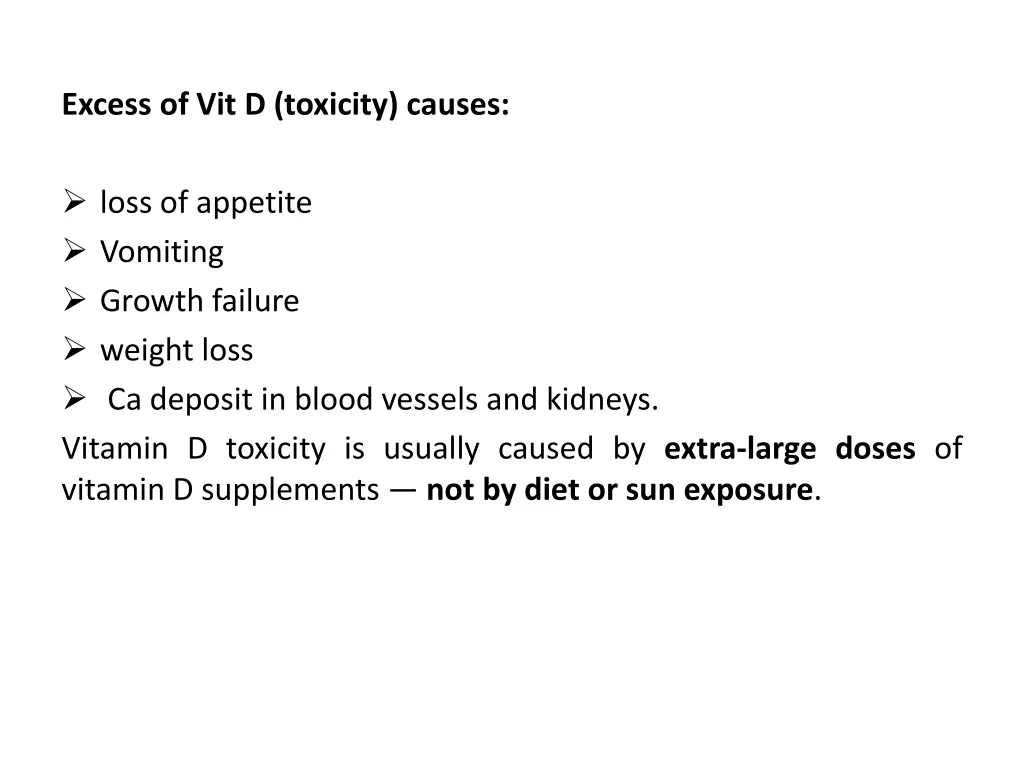 excess of vit d toxicity causes