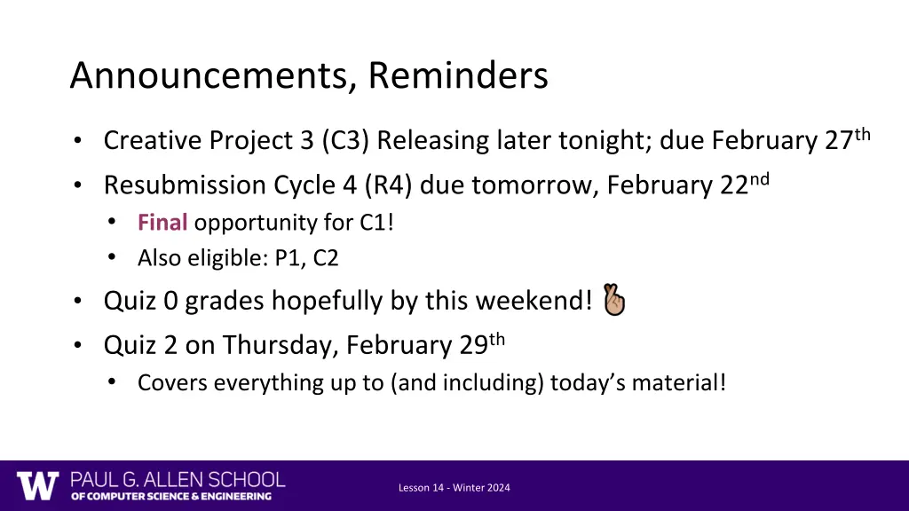 announcements reminders