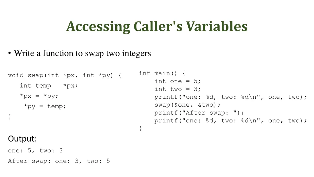 accessing caller s variables