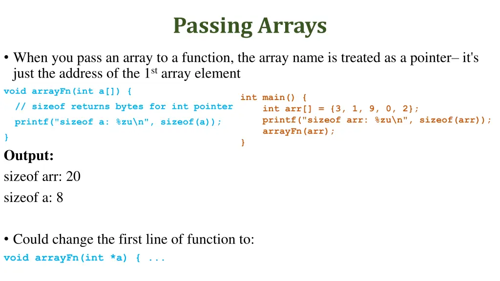 passing arrays