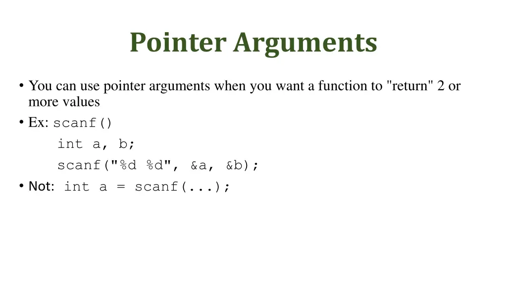 pointer arguments