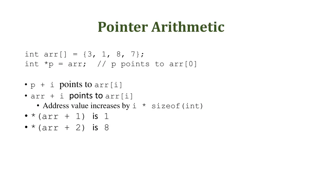 pointer arithmetic