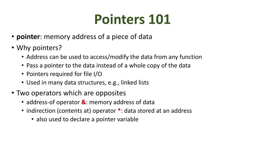pointers 101