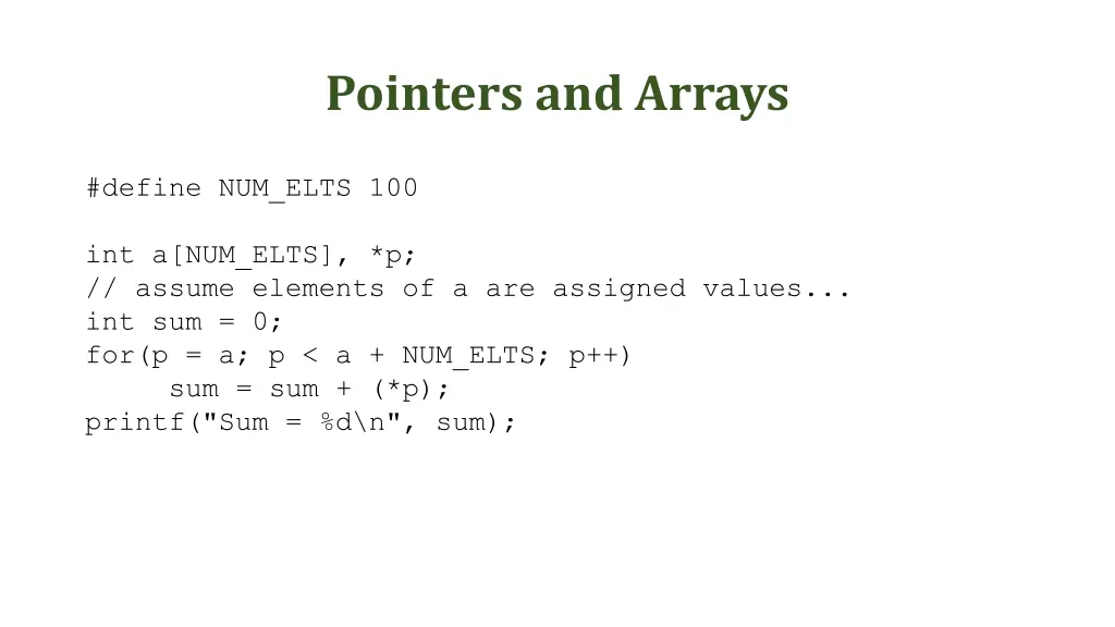pointers and arrays