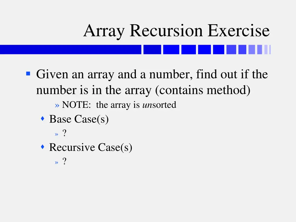 array recursion exercise