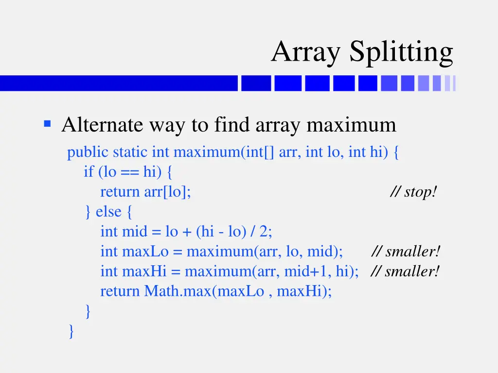 array splitting 1