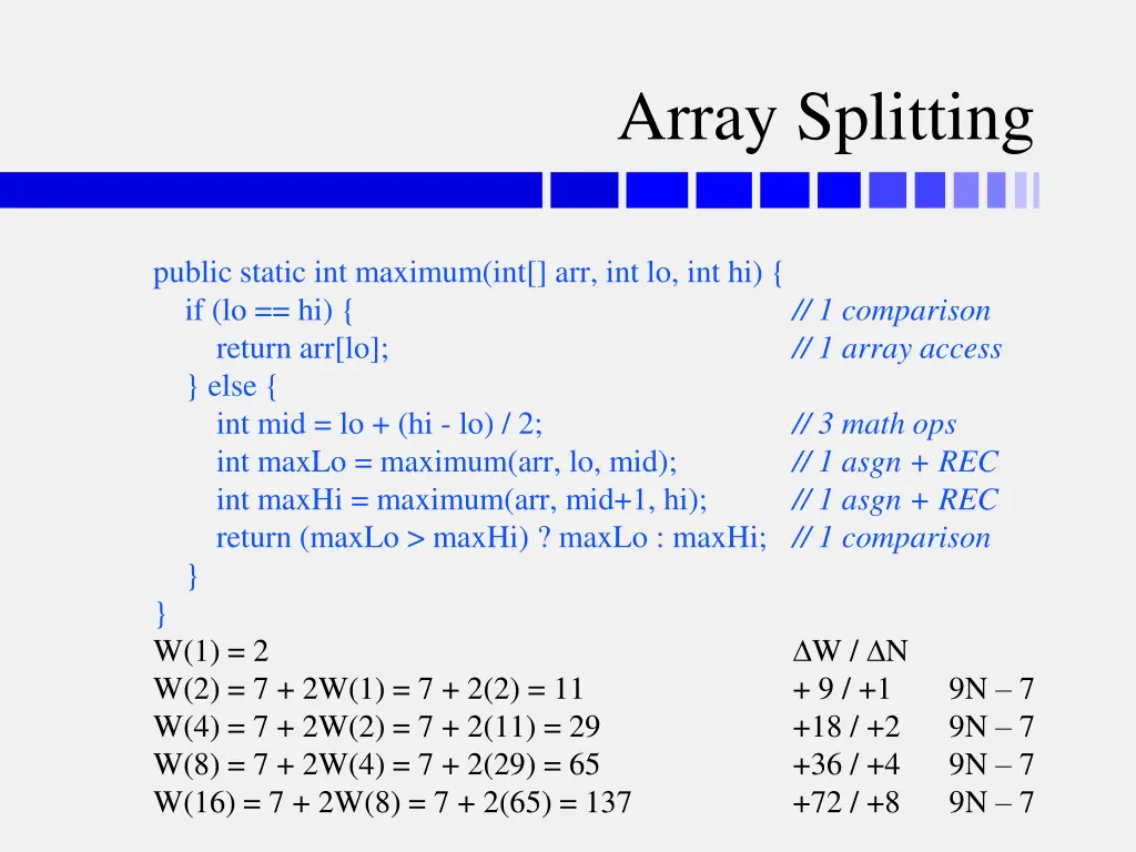 array splitting 2