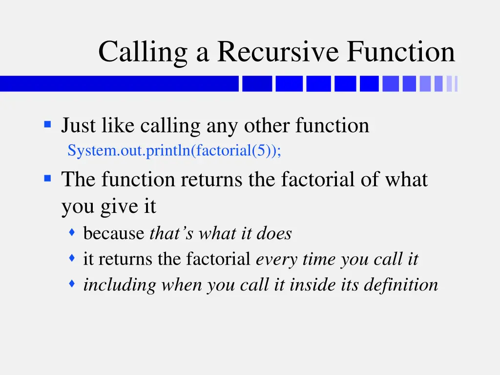 calling a recursive function