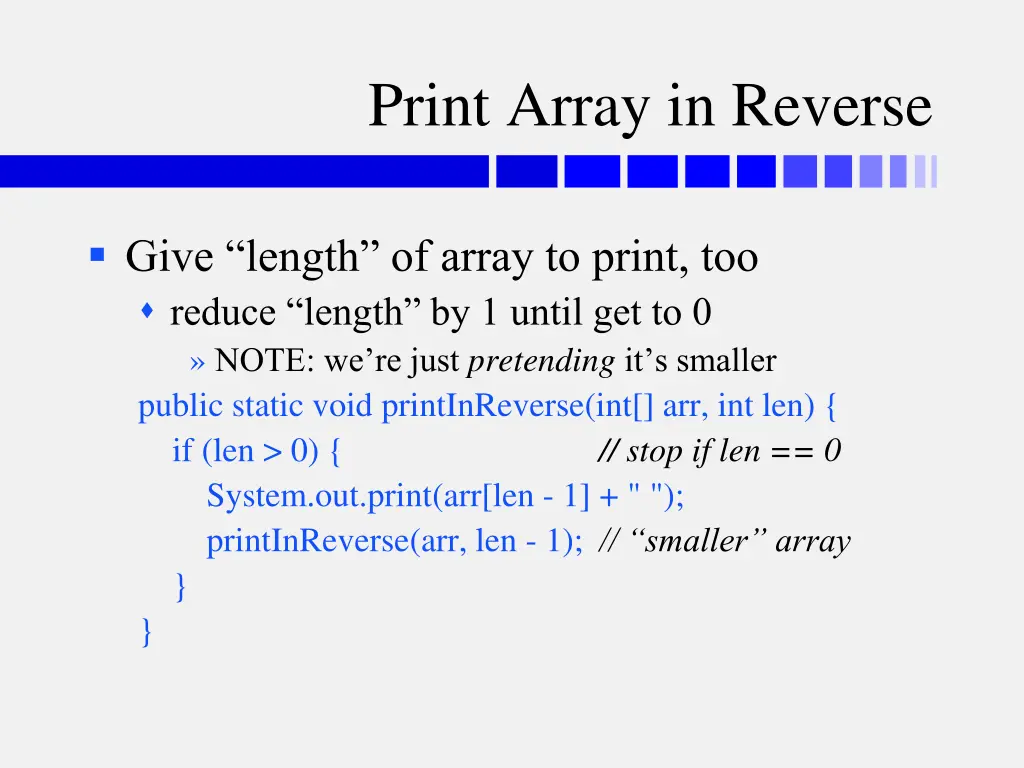 print array in reverse