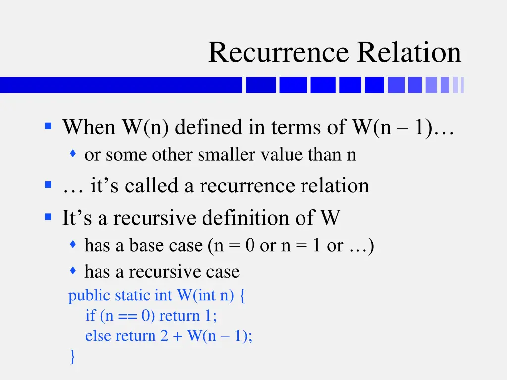 recurrence relation