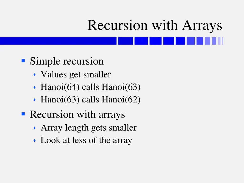 recursion with arrays