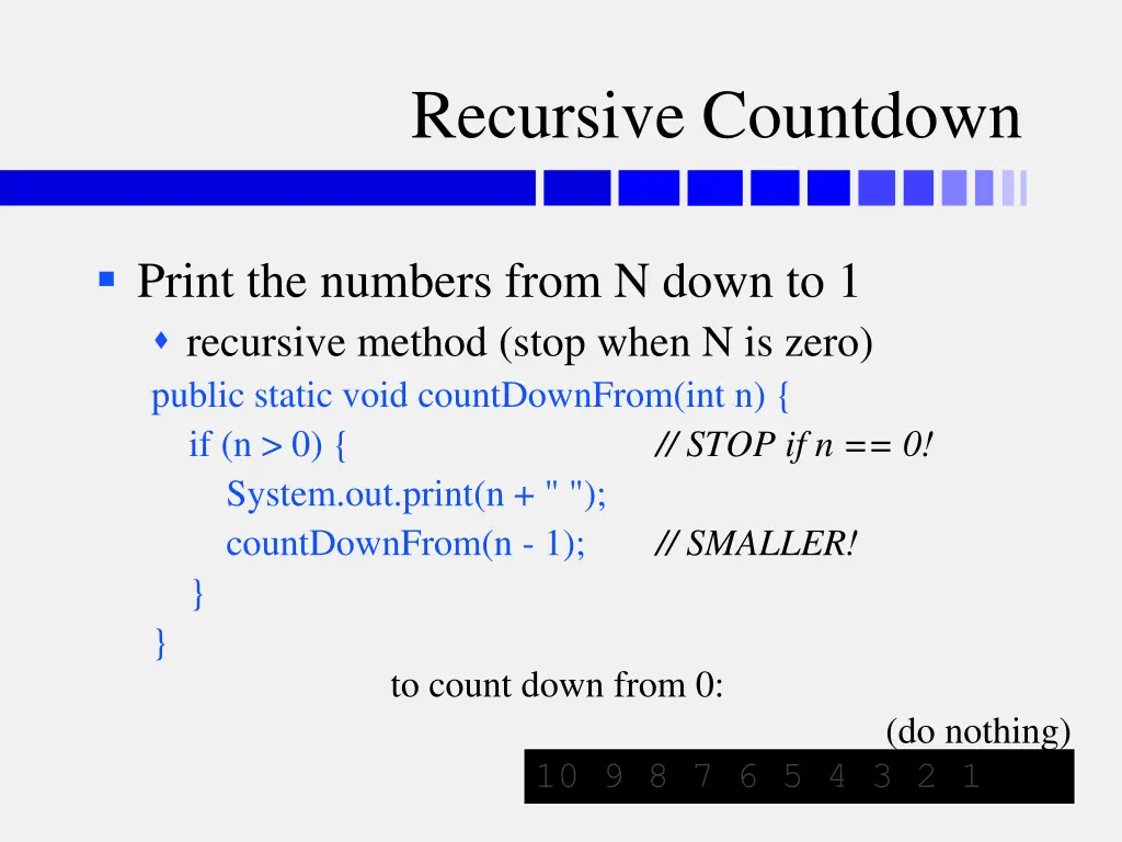 recursive countdown 2