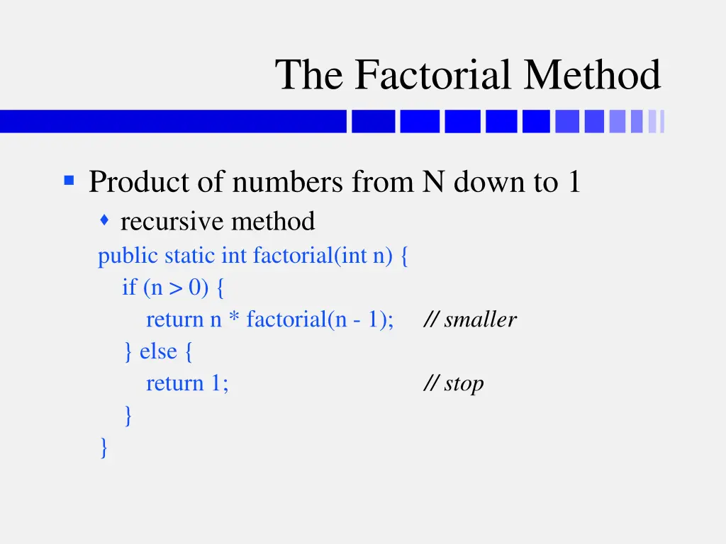 the factorial method