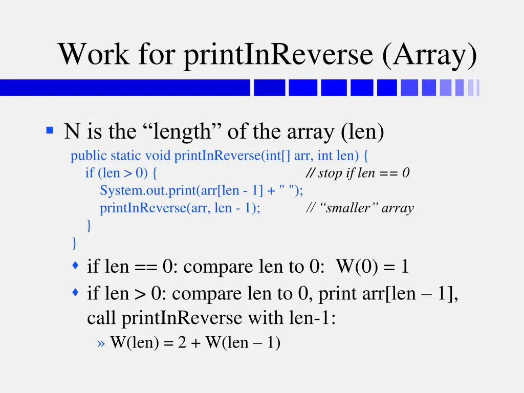 work for printinreverse array