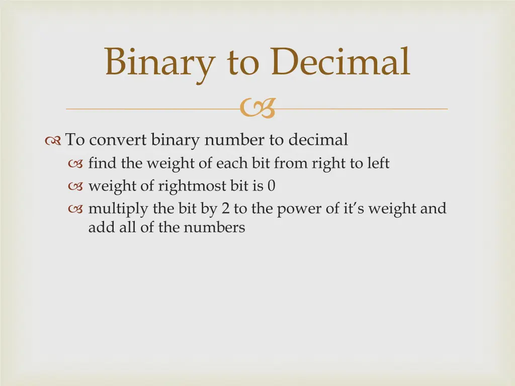 binary to decimal