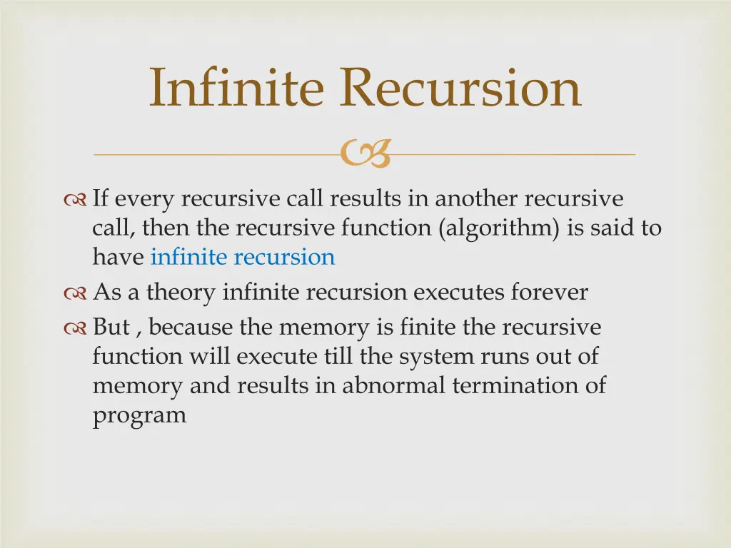 infinite recursion