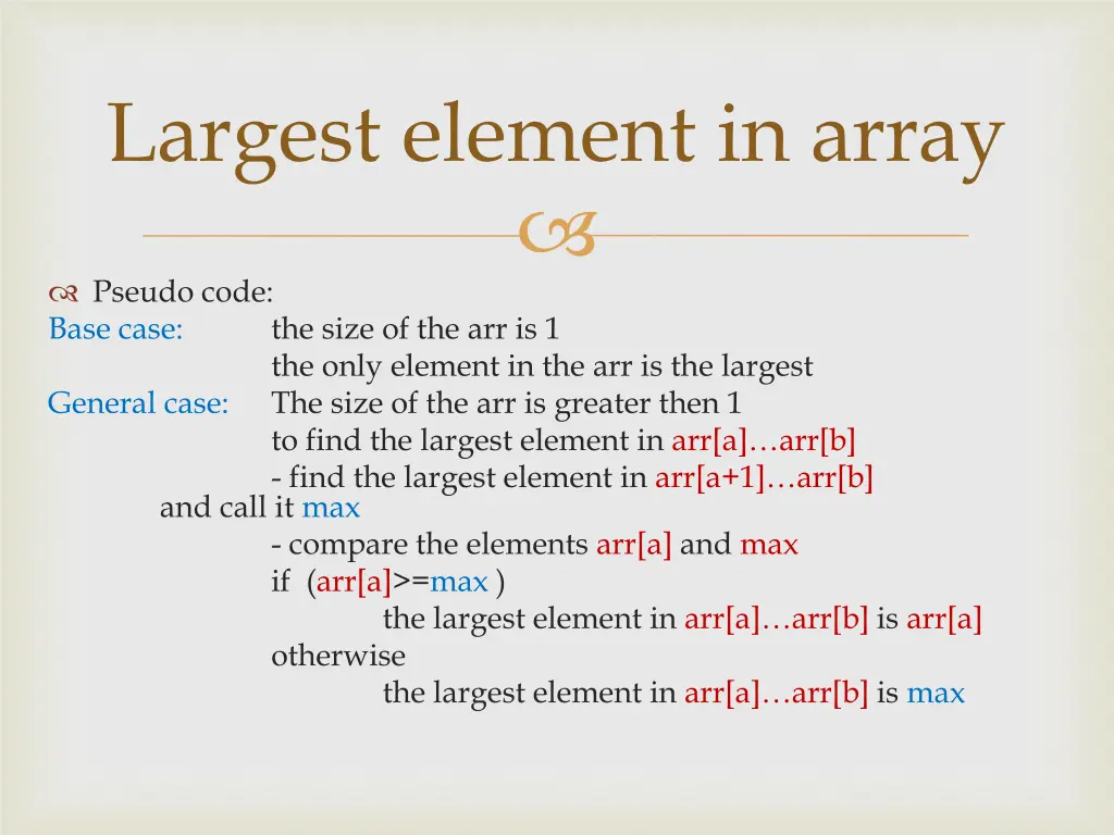 largest element in array