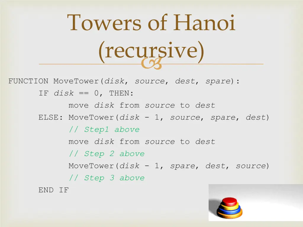 towers of hanoi recursive