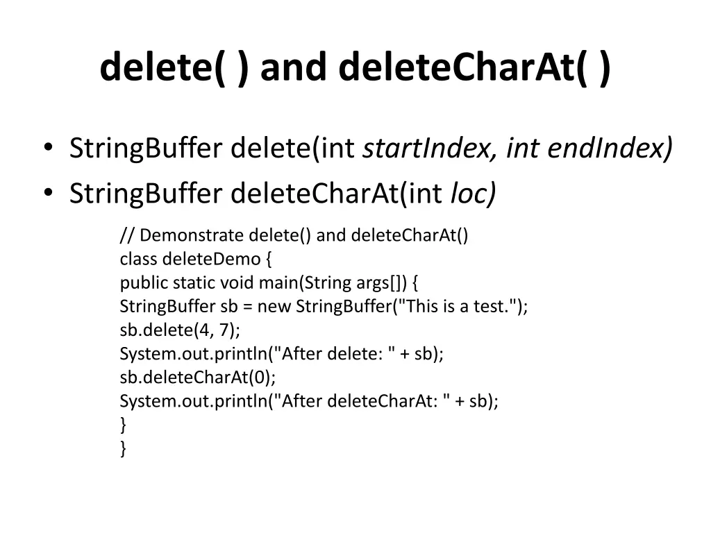 delete and deletecharat
