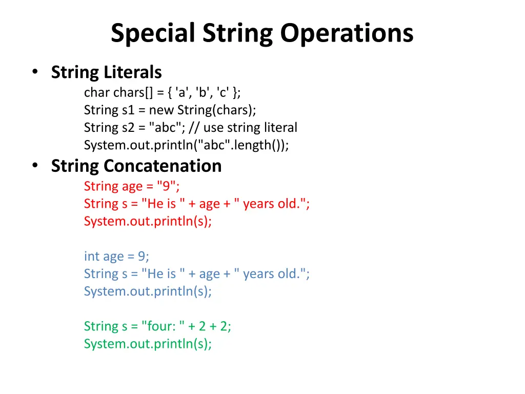 special string operations