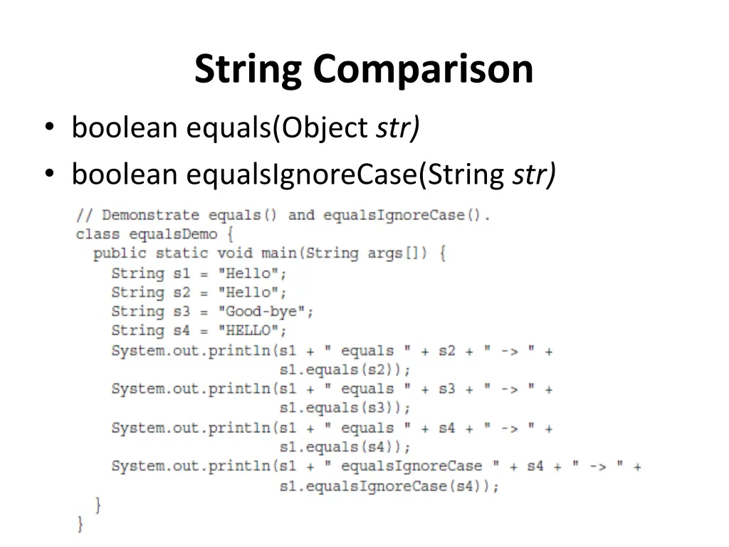 string comparison boolean equals object