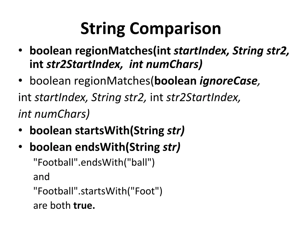 string comparison boolean regionmatches