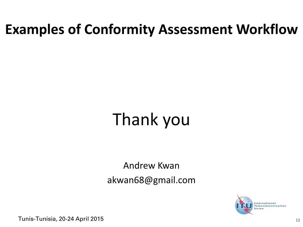 examples of conformity assessment workflow 1