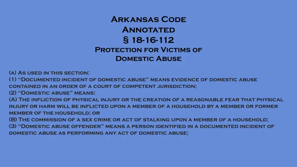 arkansas code annotated 18 16 112 protection 2