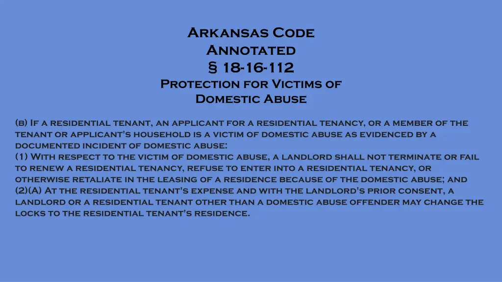 arkansas code annotated 18 16 112 protection