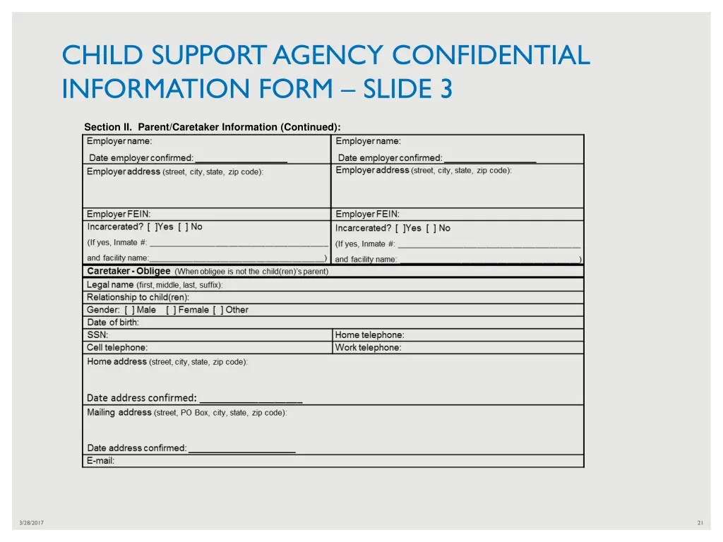 child support agency confidential information 2