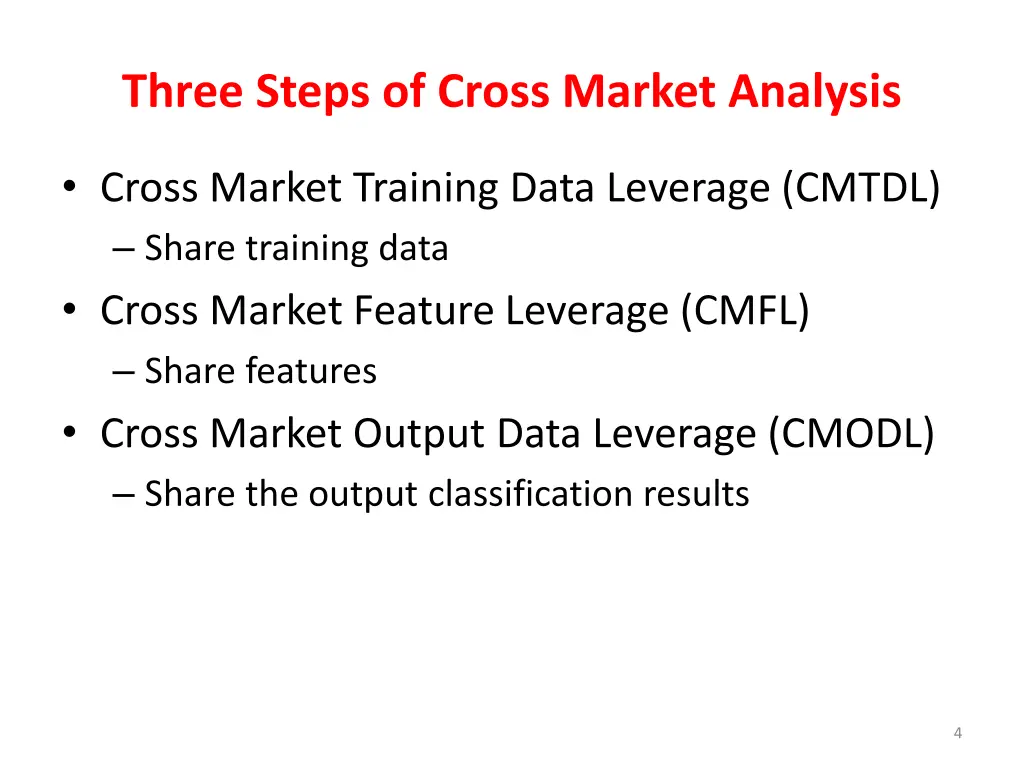 three steps of cross market analysis