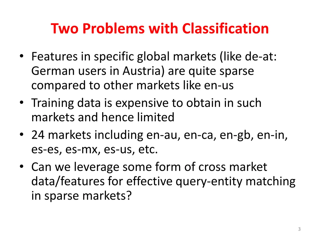 two problems with classification
