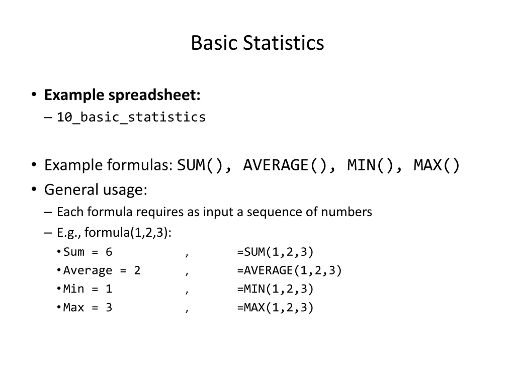 basic statistics