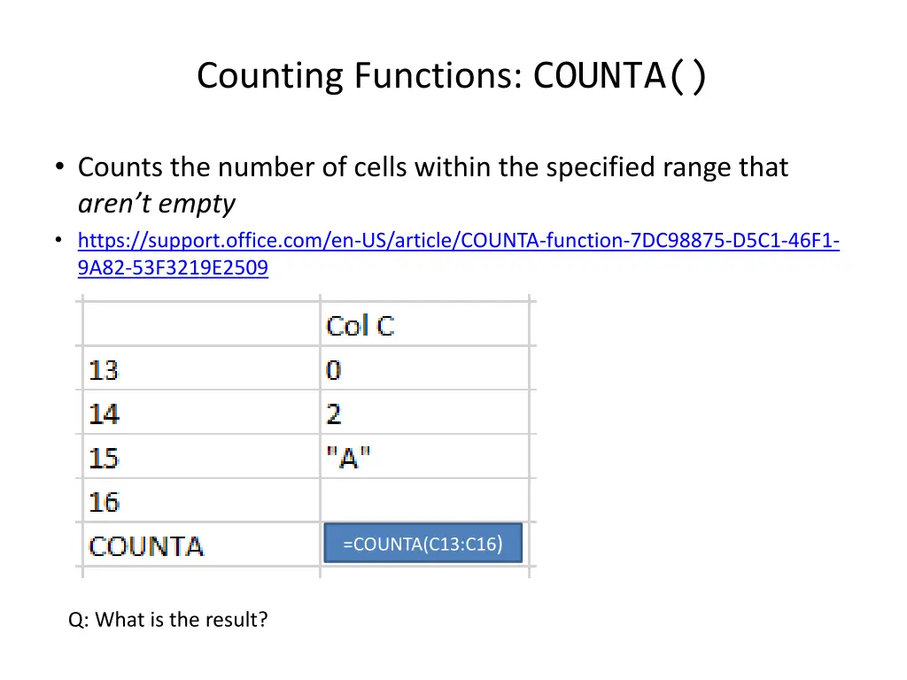 counting functions counta