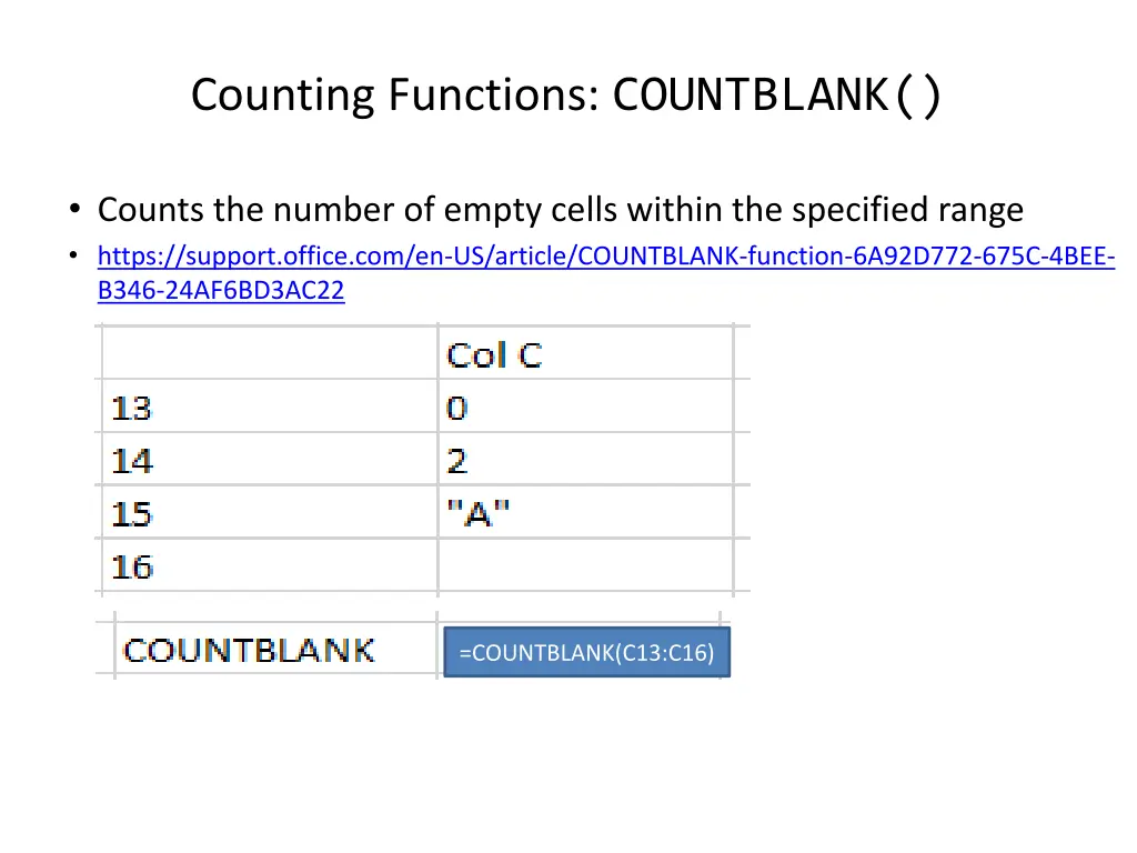 counting functions countblank