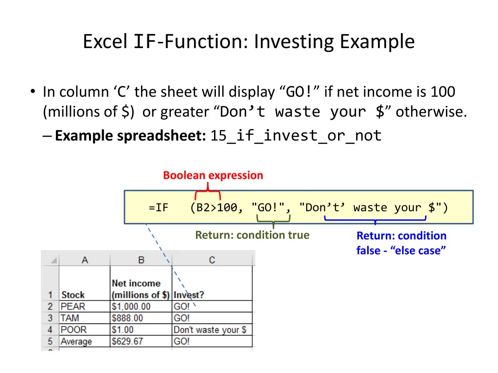 excel if function investing example