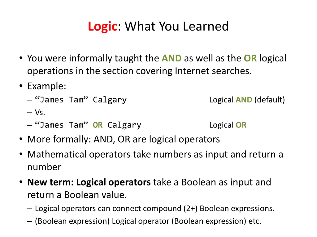 logic what you learned