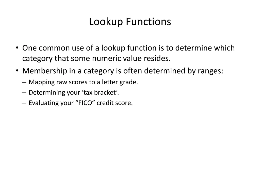 lookup functions