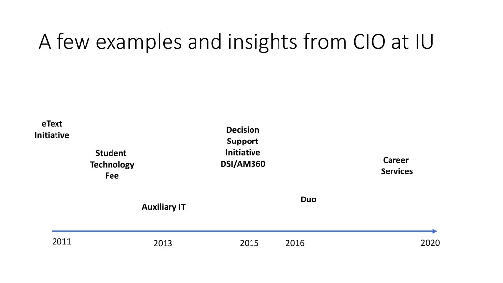 a few examples and insights from cio at iu