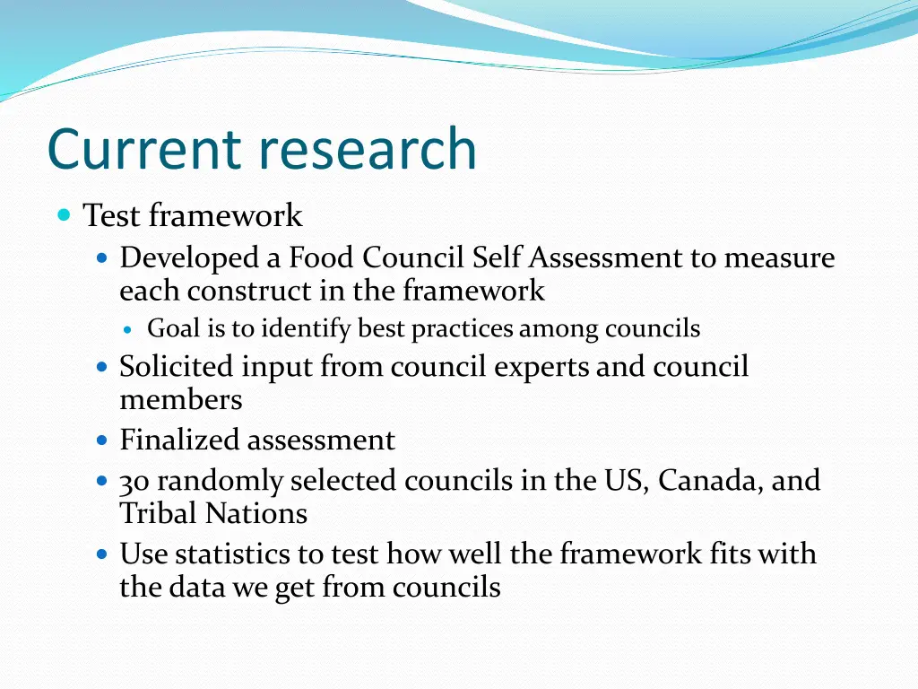 current research test framework developed a food