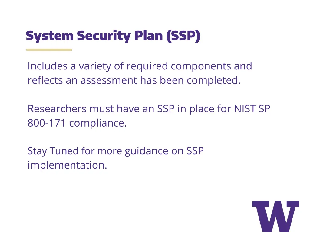 system security plan ssp
