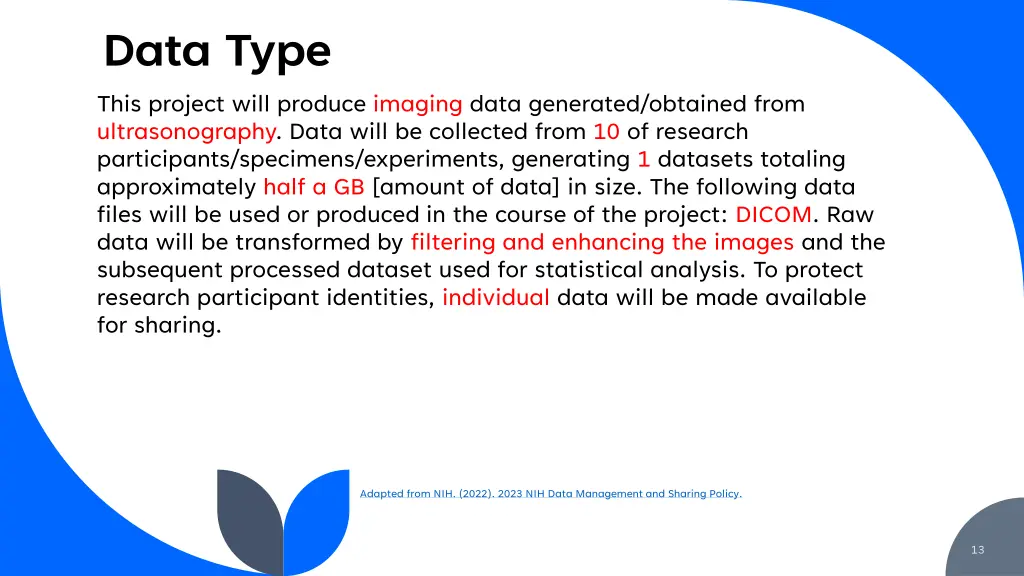 data type this project will produce imaging data