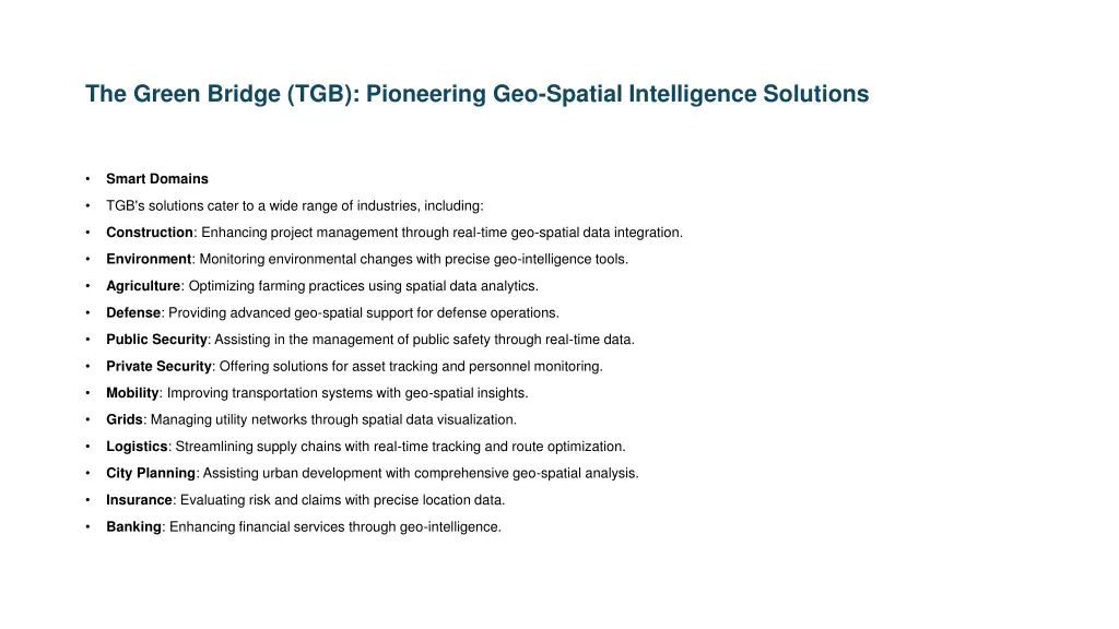 the green bridge tgb pioneering geo spatial 1
