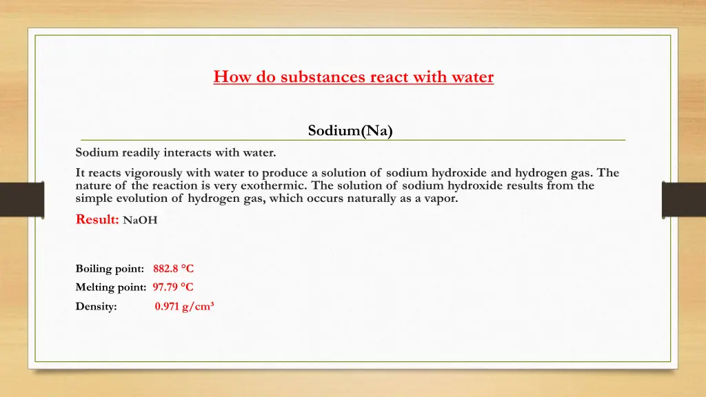 how do substances react with water 1