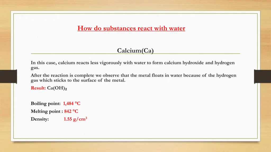 how do substances react with water 2