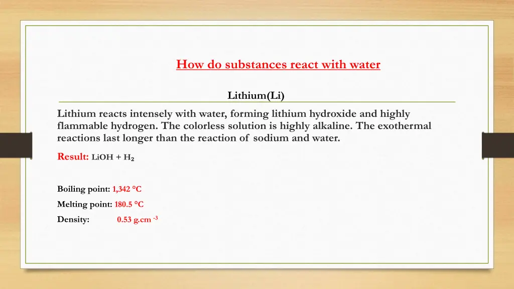 how do substances react with water 4