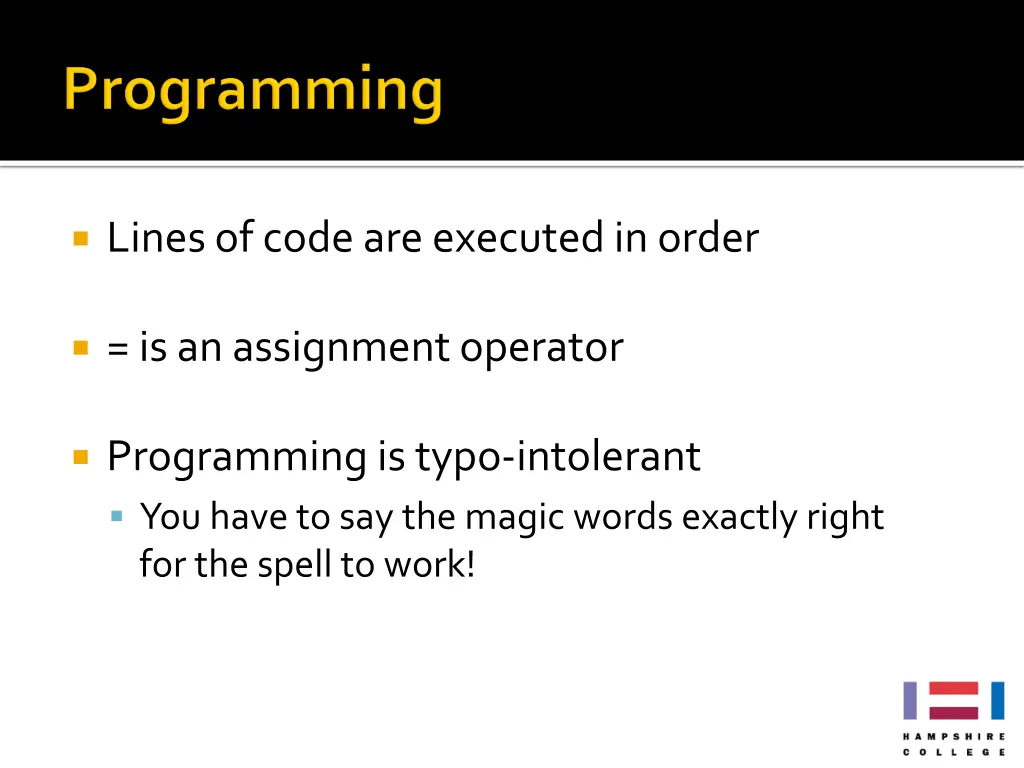lines of code are executed in order