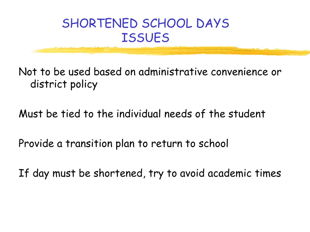 shortened school days issues